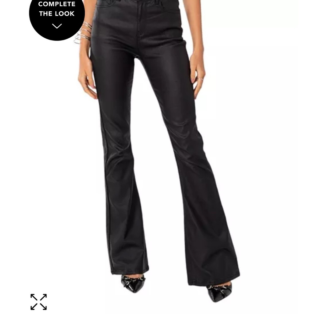 Edited Luna Faux Leather Flare Jeans